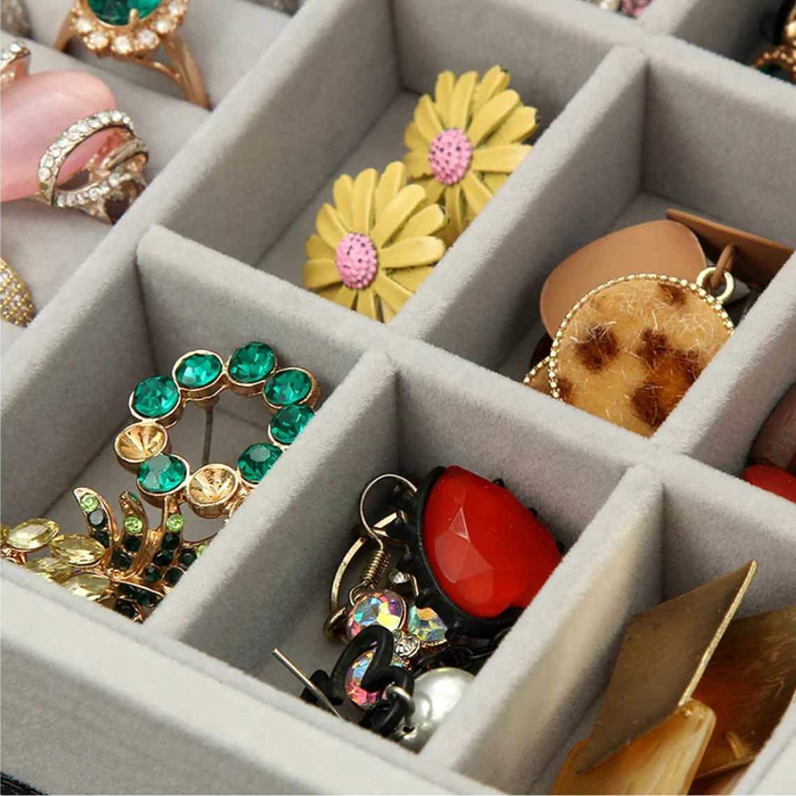 Joyero Organizador De Plush Portatil Multiusos Gris 5