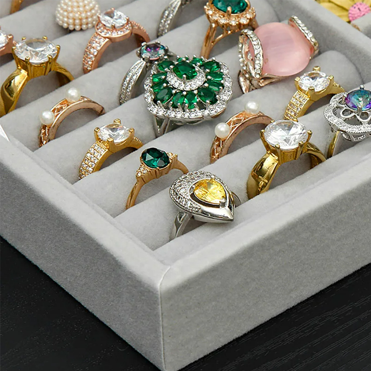 Joyero Organizador De Plush Portatil Multiusos Gris 6