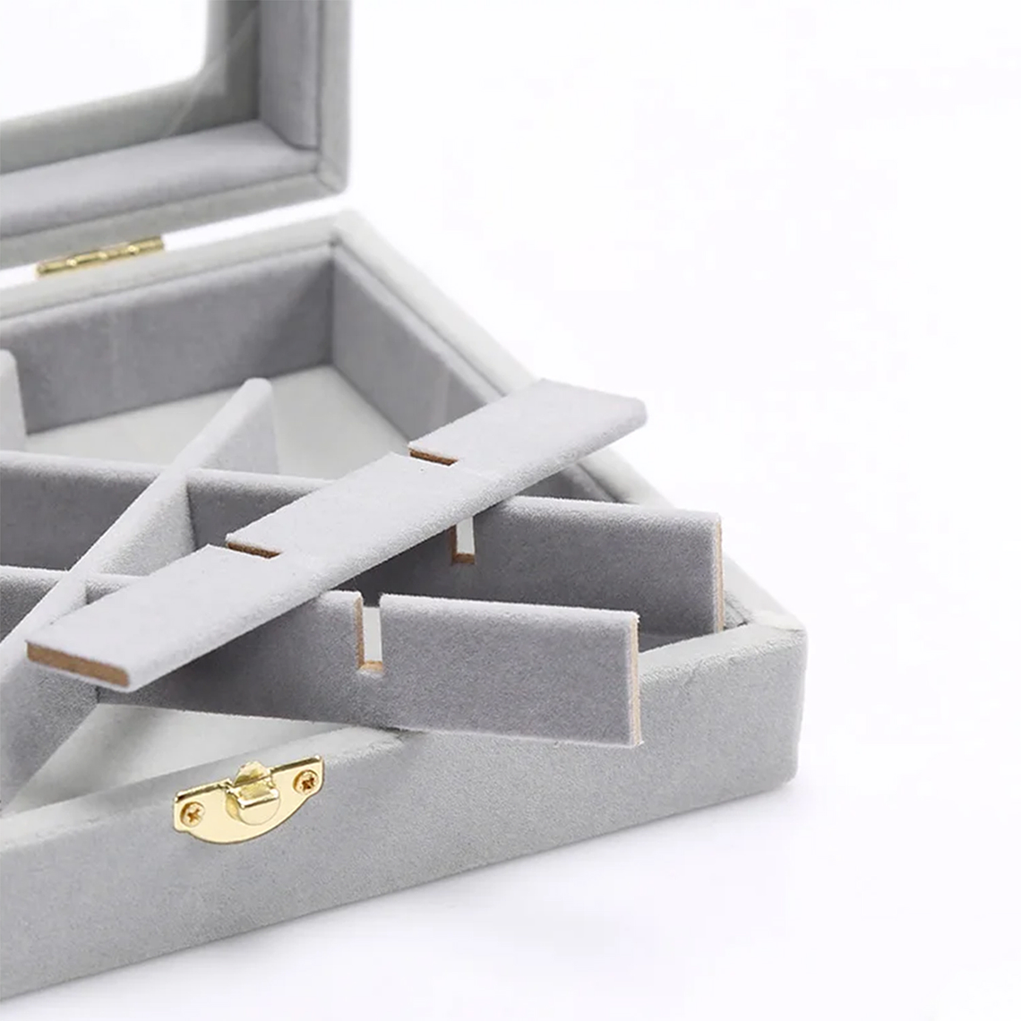 Joyero Organizador De Plush Portatil Multiusos Gris 7