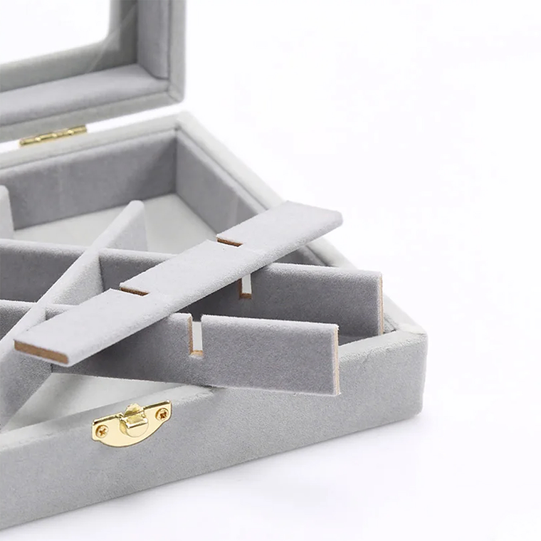 Joyero Organizador De Plush Portatil Multiusos Gris 7