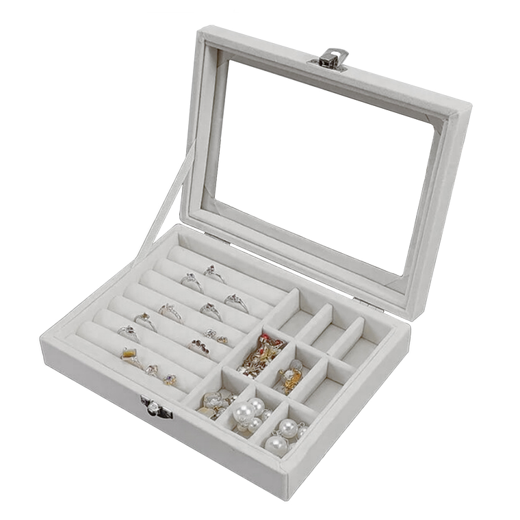 Joyero Organizador De Plush Portatil Multiusos Gris 2