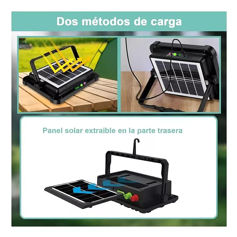 Proyector Reflector Led Con Panel Solar Desmontable 300w 4