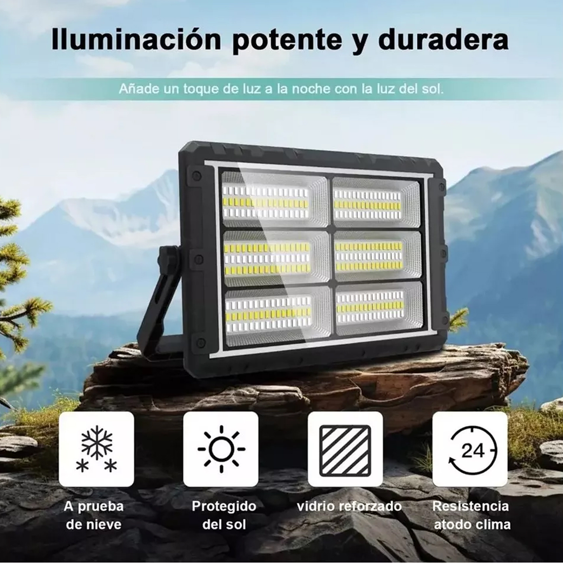 Proyector Reflector Led Con Panel Solar Desmontable 300w 6