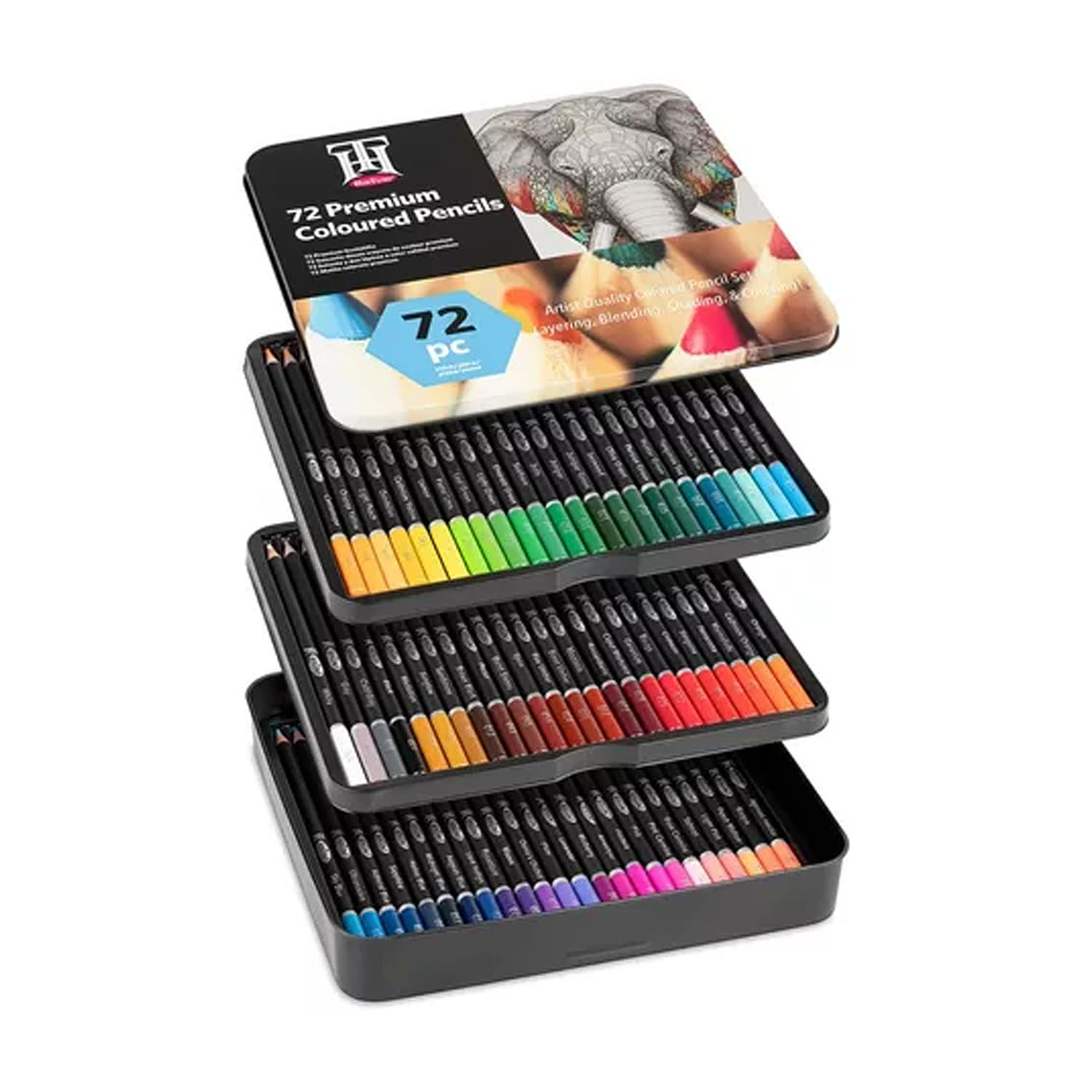 Set 72 Lapices Colores Premium Arte Profesional Caja Metal 2