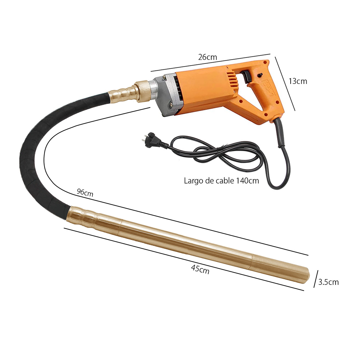 Vibrador Hormigón Cemento 1300w Sonda 1mtr Línea Profesional 6