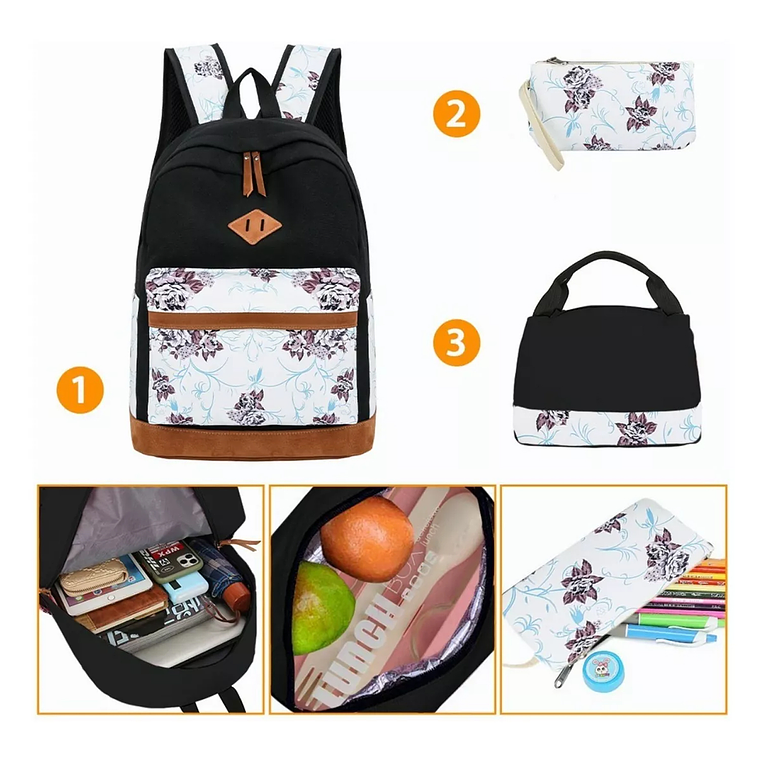 Kit Mochila Moda Casual Bolso Casual Para Mujer, 3 Piezas 5