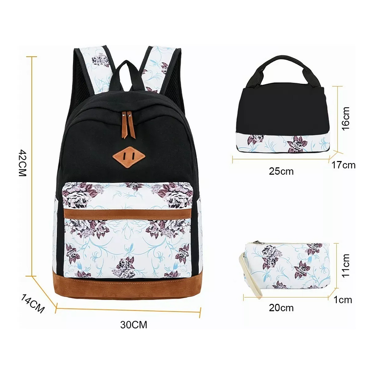 Kit Mochila Moda Casual Bolso Casual Para Mujer, 3 Piezas 7