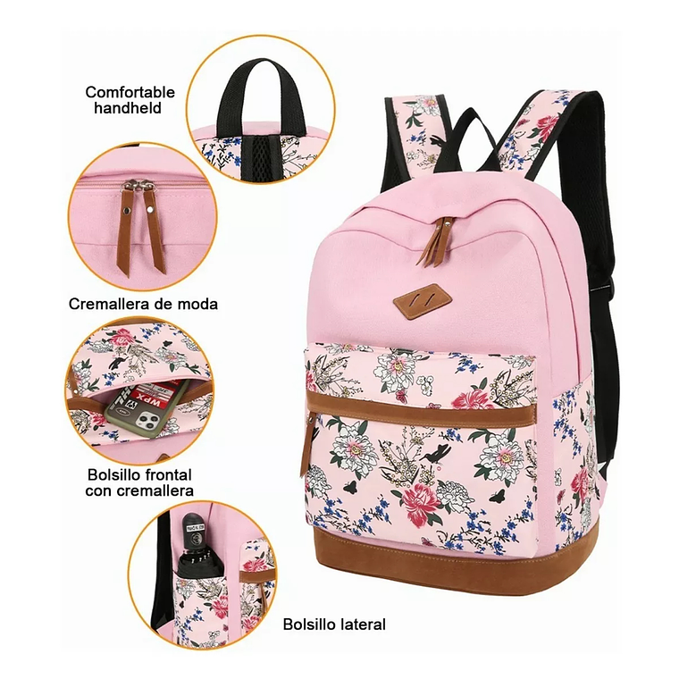 Kit Mochila Moda Casual Bolso Casual Para Mujer, 3 Piezas 4