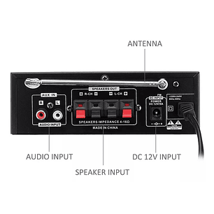 Amplificador Bluetooth 12v/220v Usb Fm Sd Card Karaoke Mp3
