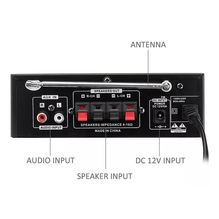 Amplificador Bluetooth 12v/220v Usb Fm Sd Card Karaoke Mp3 2