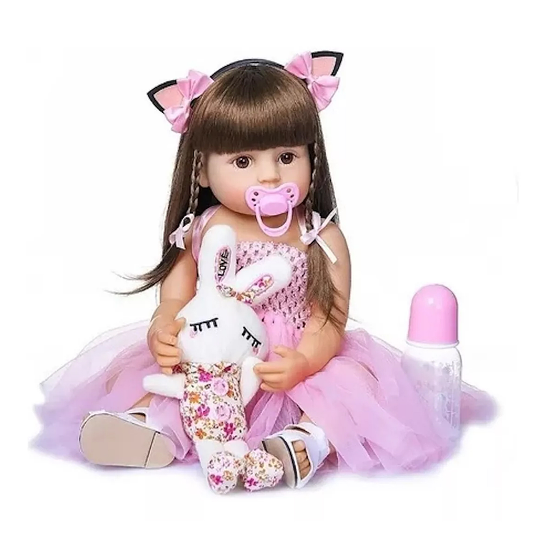 Muñeca Reborn Bebé Realista De Silicona Lavable 55cm 3