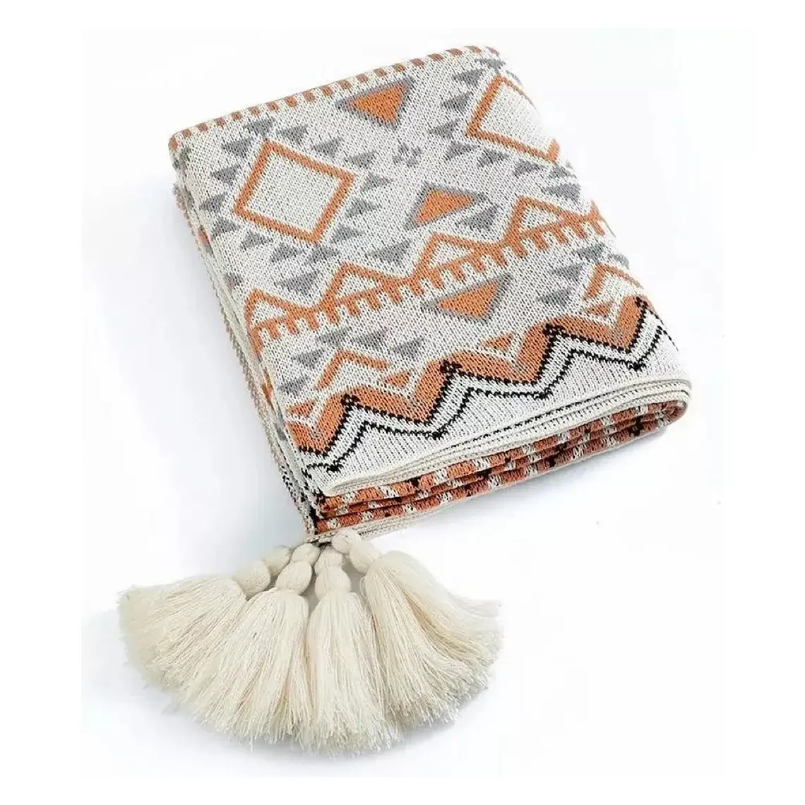 Manta Decorativa Tejida Para Sillon Piecera Cama Bohemia 1