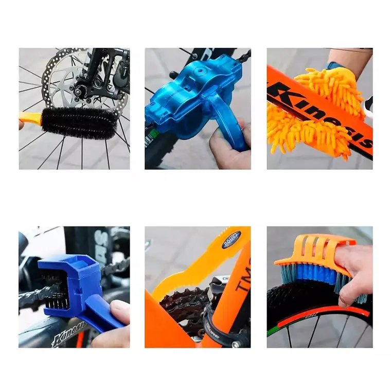 Limpieza Bicicleta Kit 9 Piezas Cepillo Polvo +limpia Cadena 4