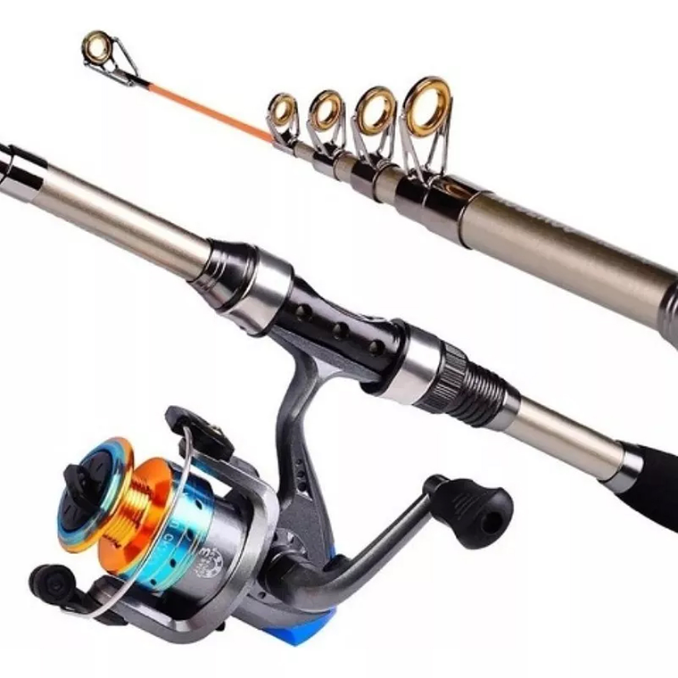 Kit Pesca 1.8m Caña Carrete Señuelo Accesorio Bolsa Completo 2