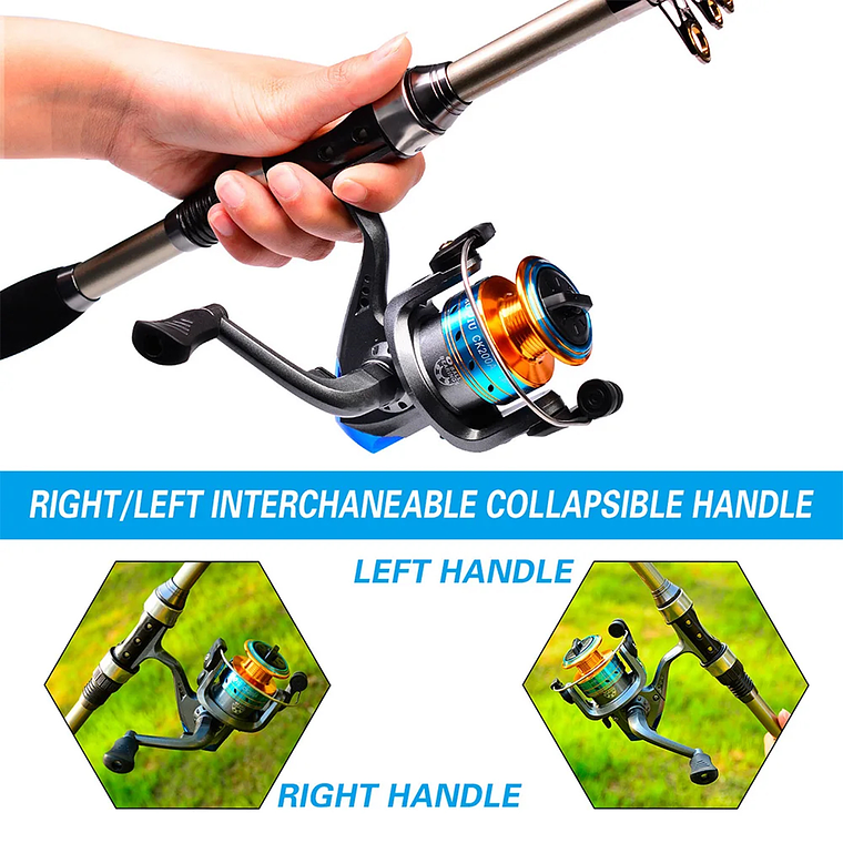 Kit Pesca 1.8m Caña Carrete Señuelo Accesorio Bolsa Completo 4