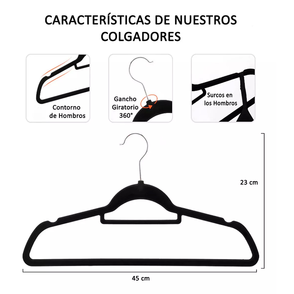 Colgadores De Ropa Antideslizantes Terciopelo 20 Unid Gancho 5