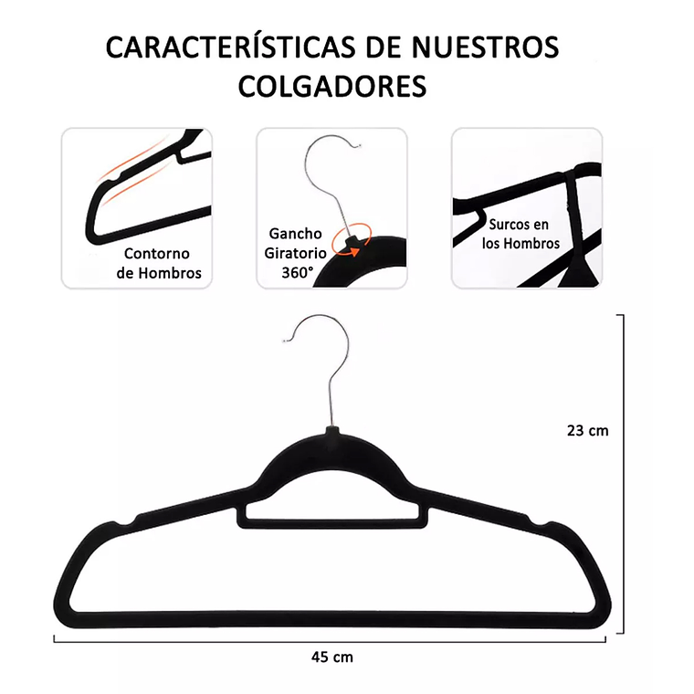 Colgadores De Ropa Antideslizantes Terciopelo 20 Unid Gancho 5