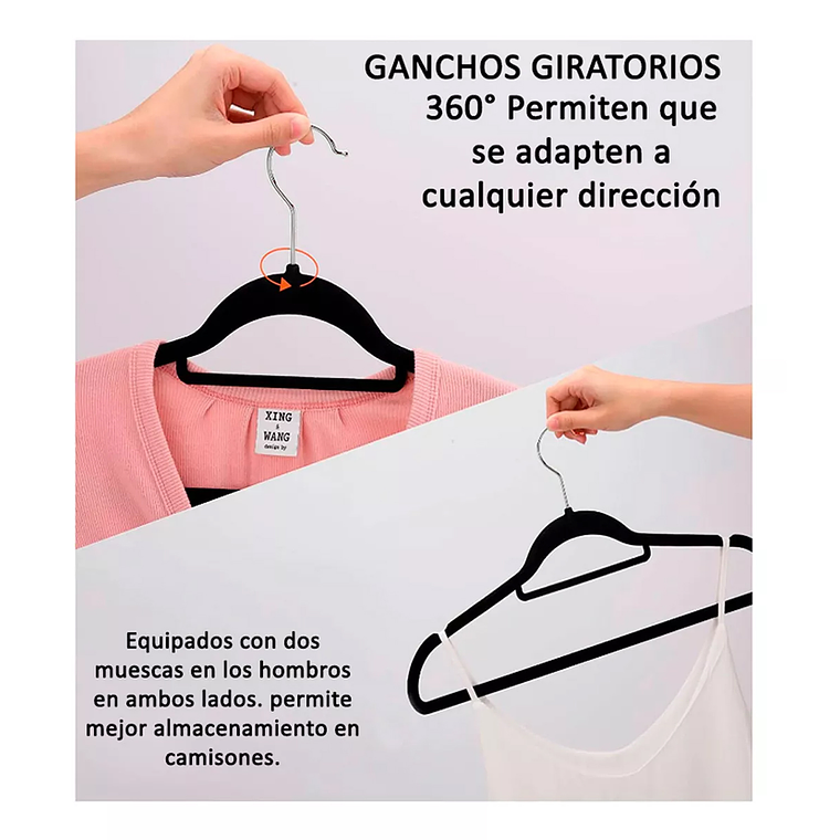 Colgadores De Ropa Antideslizantes Terciopelo 20 Unid Gancho 2