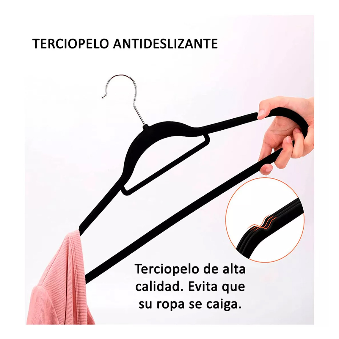 Colgadores De Ropa Antideslizantes Terciopelo 20 Unid Gancho 3