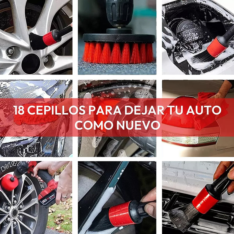 Kit 18 Piezas Limpieza De Auto Interior Y Exterior 2