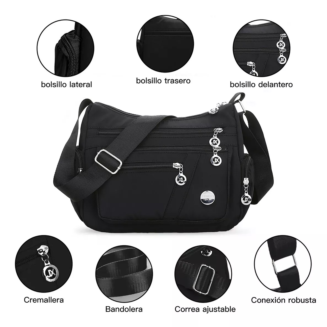 Bolsa Para Mujer Crossbody De Hombro Impermeable Antirrobo 2