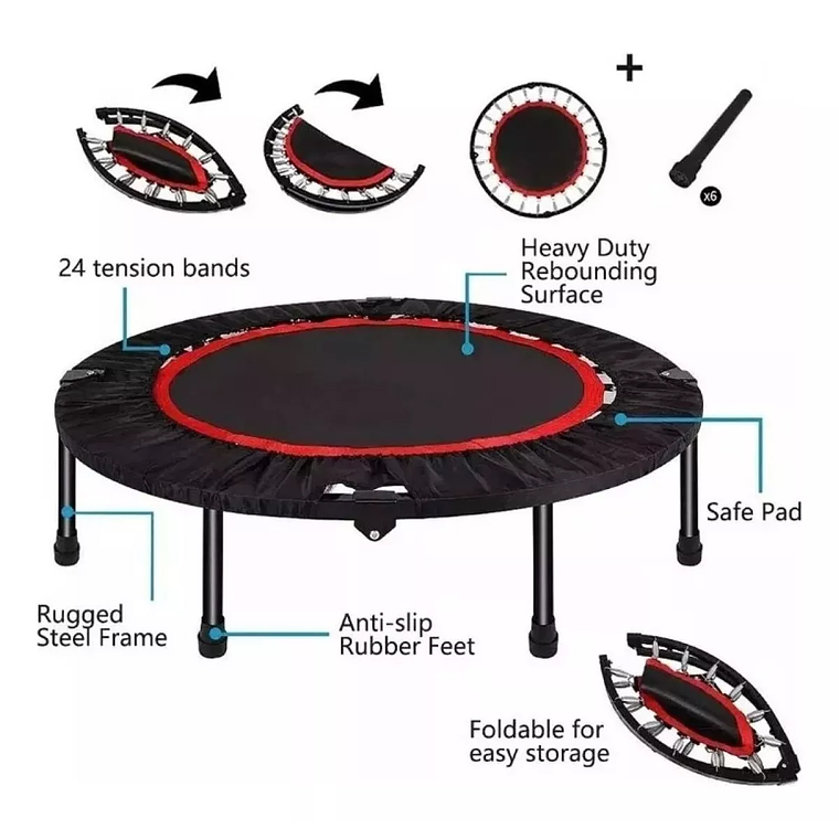 Trampolín Home Fitness Plegable 100cm Cama Elástica Portátil 3