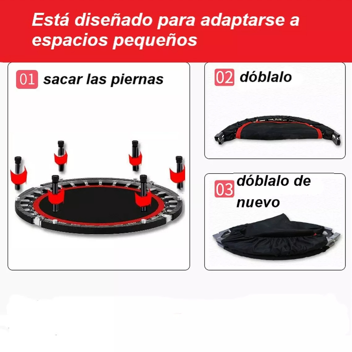 Trampolín Home Fitness Plegable 100cm Cama Elástica Portátil 5