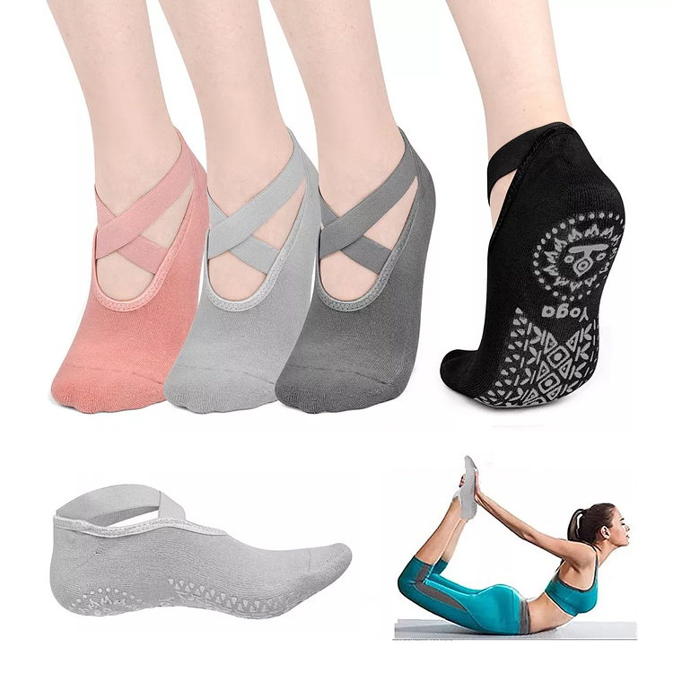 Calcetines Antideslizantes Yoga Pilates Aptitud Set 3 Pares 1