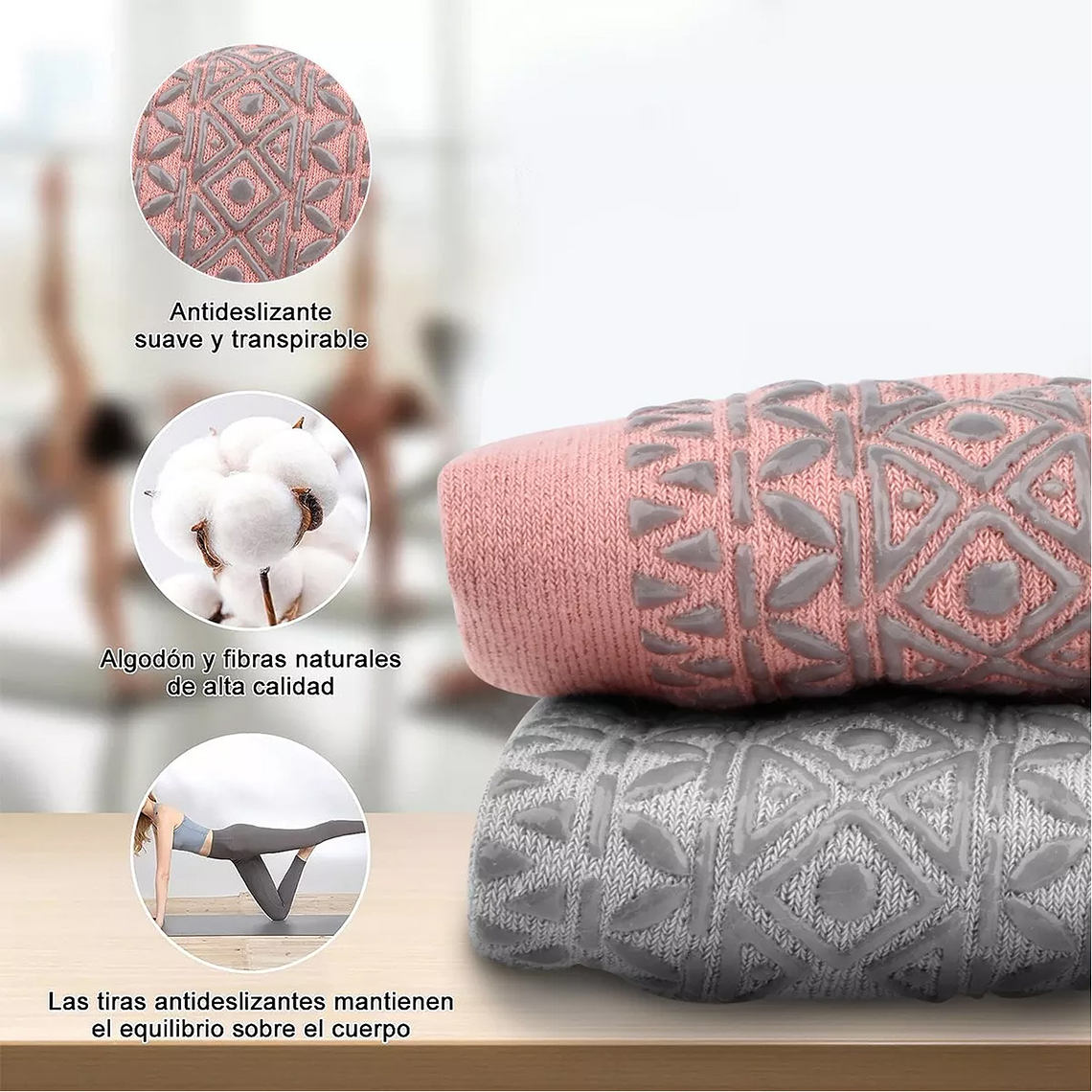 Calcetines Antideslizantes Yoga Pilates Aptitud Set 3 Pares 4