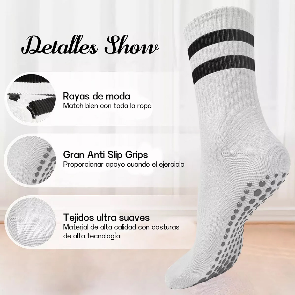 Calcetines Antideslizantes Yoga Pilates Aptitud Set 2 Pares 4