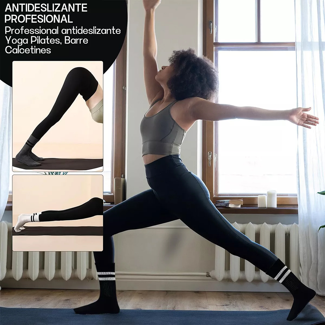 Calcetines Antideslizantes Yoga Pilates Aptitud Set 2 Pares 5