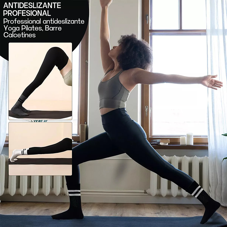 Calcetines Antideslizantes Yoga Pilates Aptitud Set 2 Pares 5