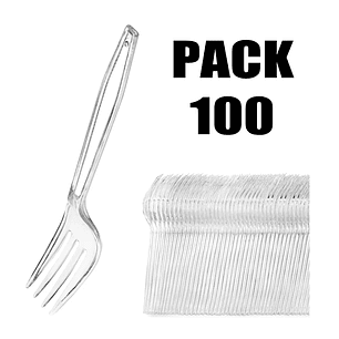 Pack 100 Tenedores Transparente Reutilizable - Desechable