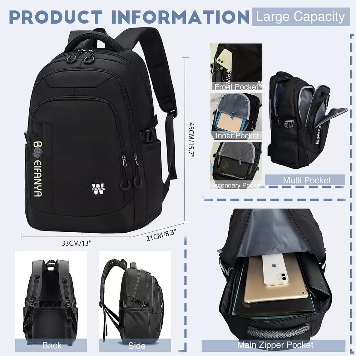 Mochila Multifuncional De Viaje Negocio Para Notebook Unisex 6