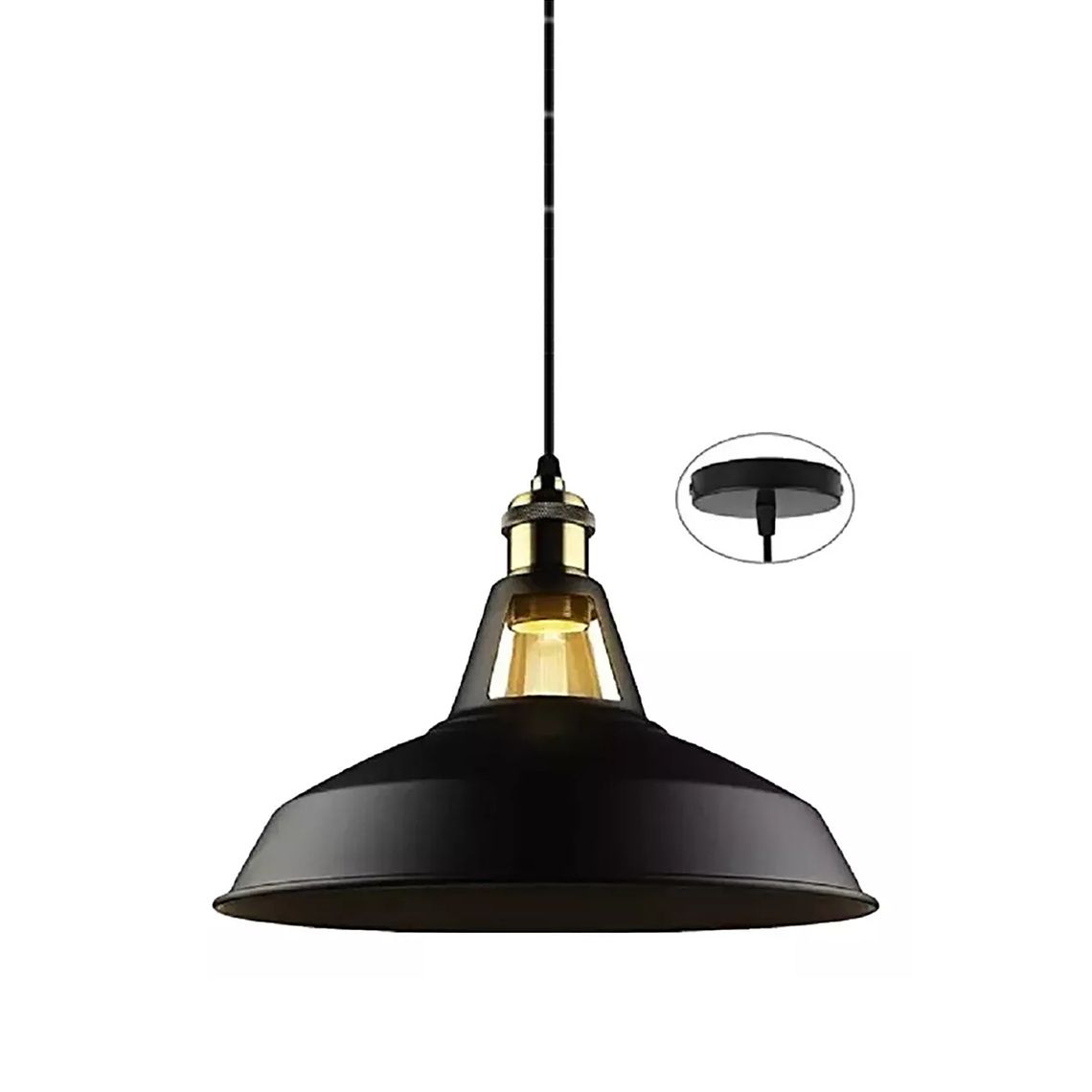 Lampara Colgante Retro Campana Aluminio Soquetee27+ampolleta 1