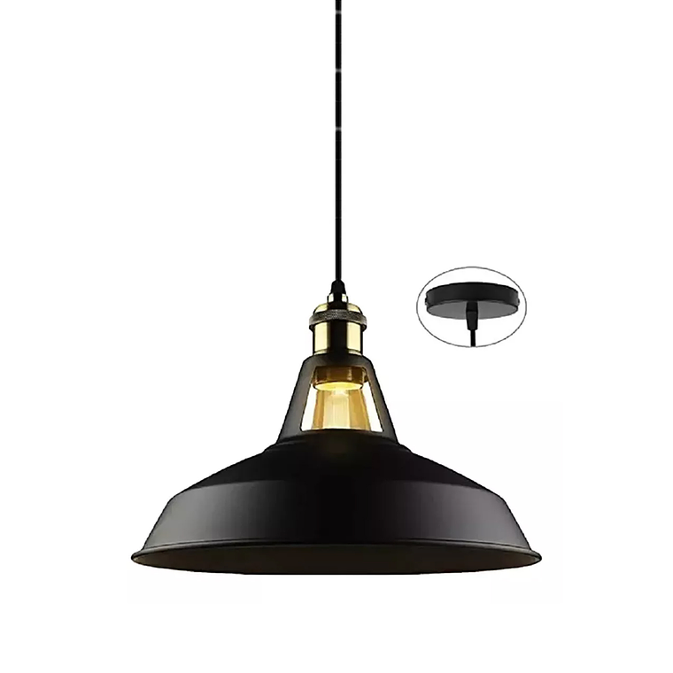 Lampara Colgante Retro Campana Aluminio Soquetee27+ampolleta 1