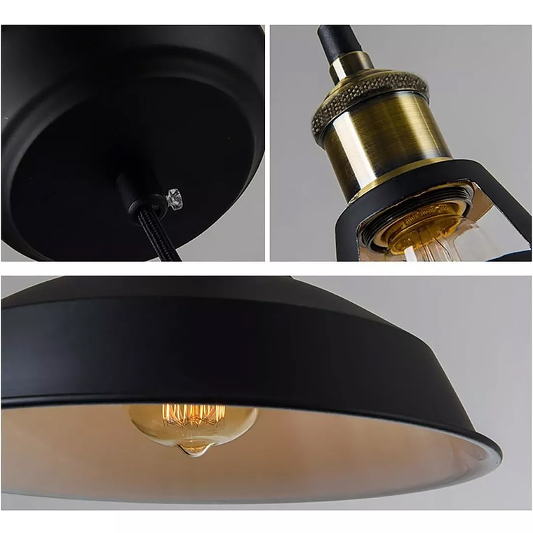 Lampara Colgante Retro Campana Aluminio Soquetee27+ampolleta 4