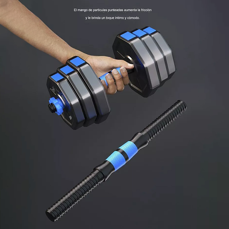 Set Mancuernas Y Barra Armable 20kg Pesas Ajustables Fitness 3