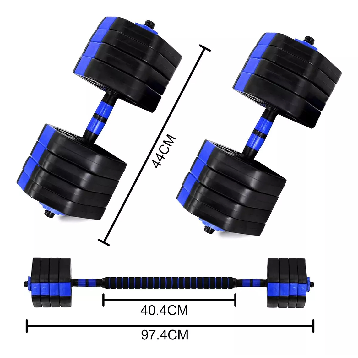 Set Mancuernas Y Barra Armable 20kg Pesas Ajustables Fitness 6