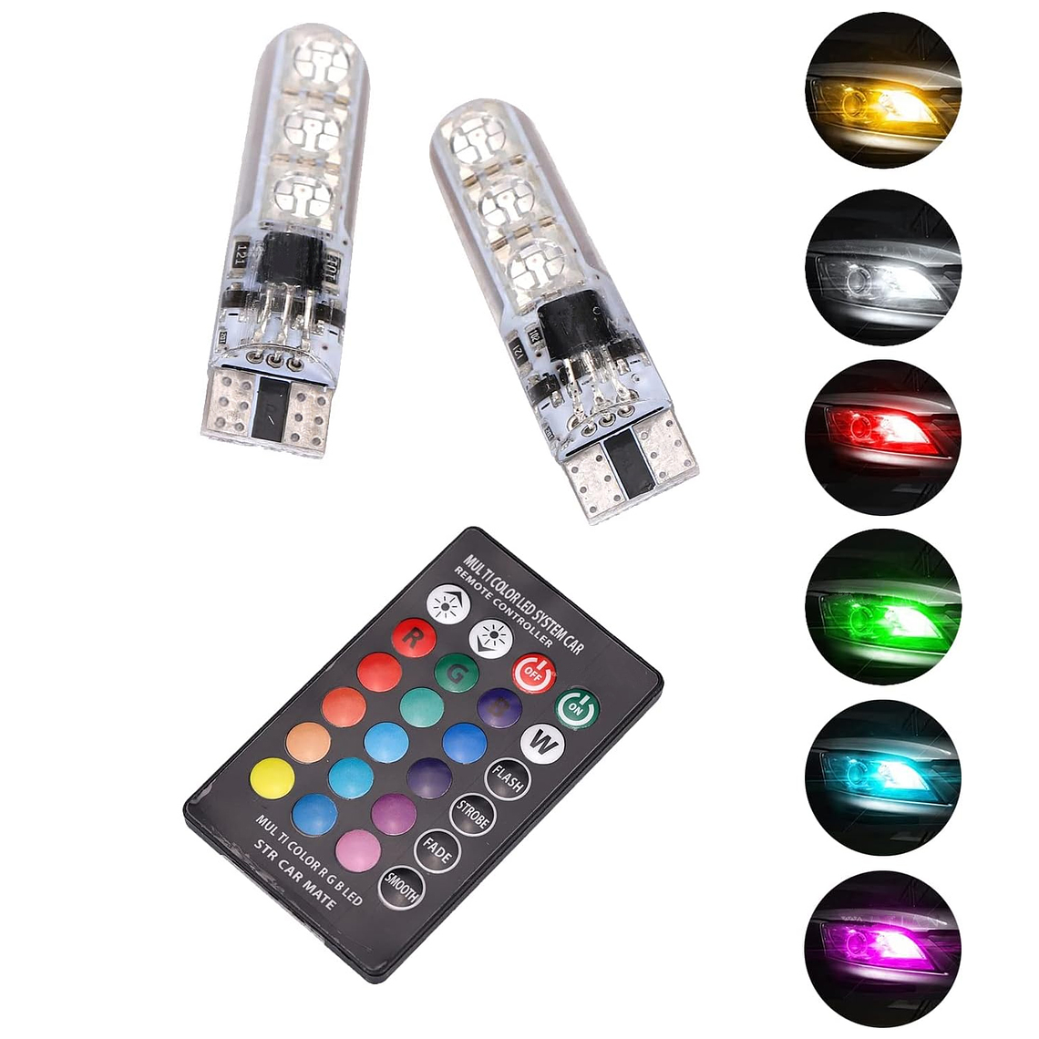 Ampolleta Led Cola De Pez T10 Multicolor Rgb Control 1