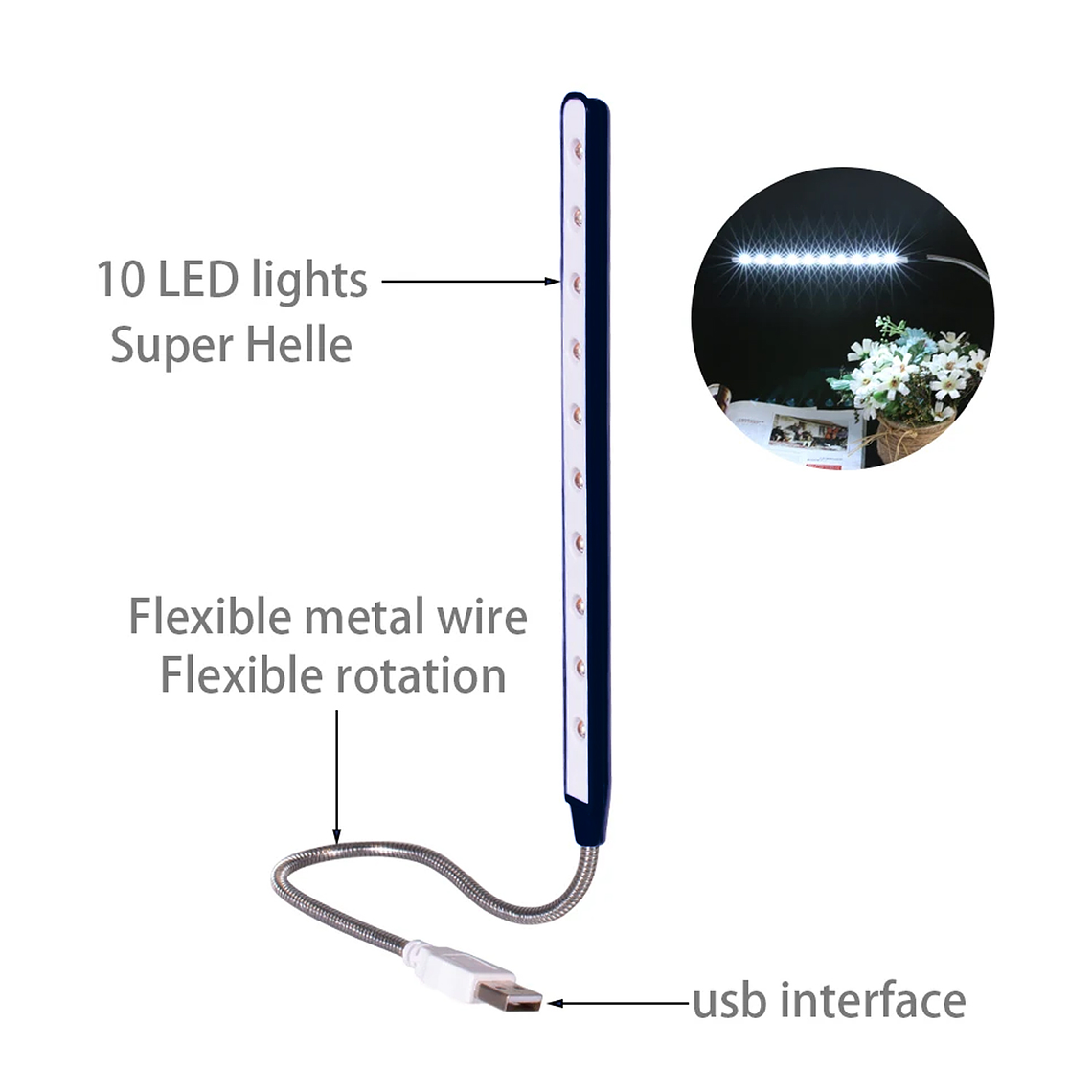 Lampara Led Usb Linterna Flexible Notebook 2