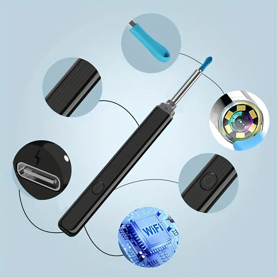 Limpiador Oídos Endoscopio Cámara Hd Inalámbrica Recargable 2