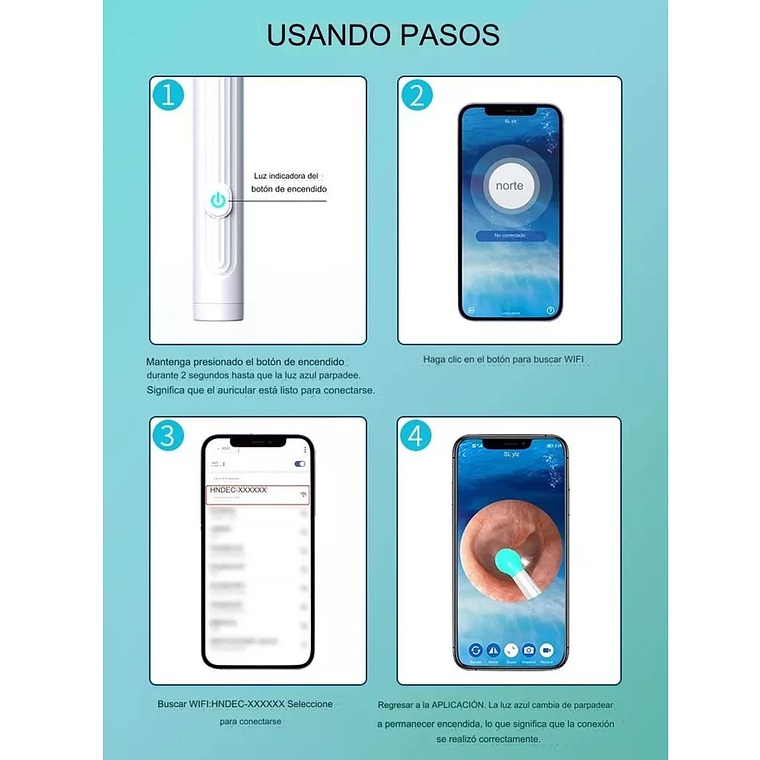 Limpiador Oídos Endoscopio Cámara Hd Inalámbrica Recargable 5