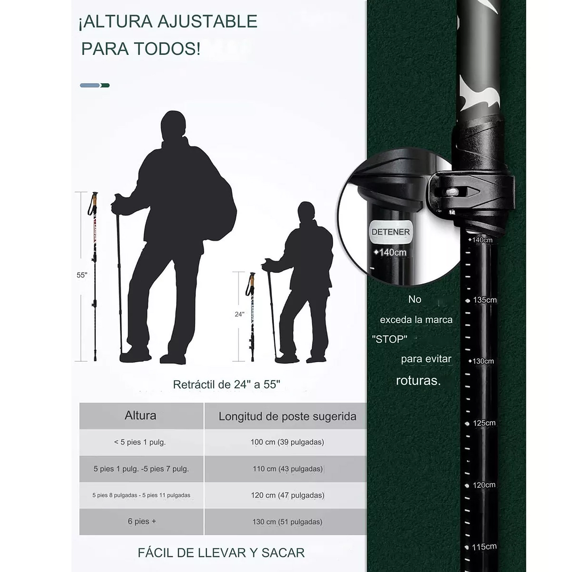 Pack 2 Bastones Trekking Senderismo Plegable Aluminio 7075 6