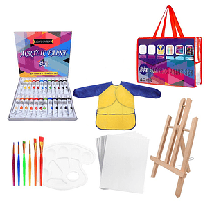 Set De Arte 39 Pzs Para Niños Kit Para Pintar Atril Pintura