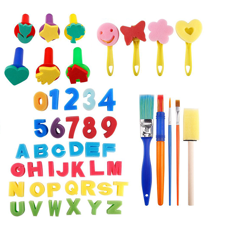 Set De Arte 51 Pzs Para Pintar Para Niños Esponjas Figuras 1