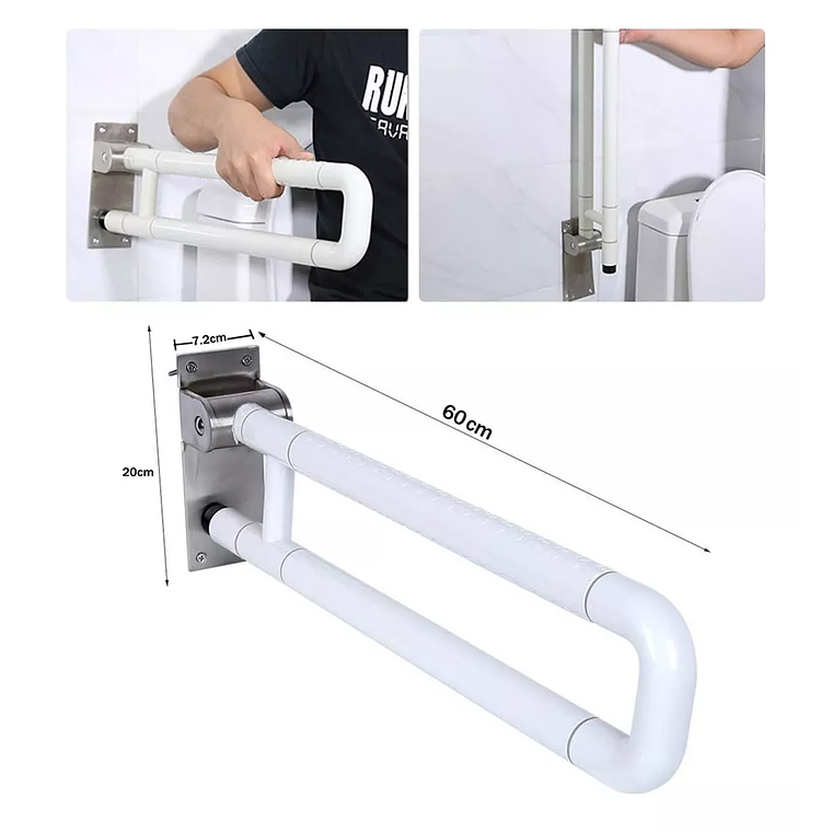 Barra Seguridad Para Discapacitados Abatible Acero Inox 60cm 6