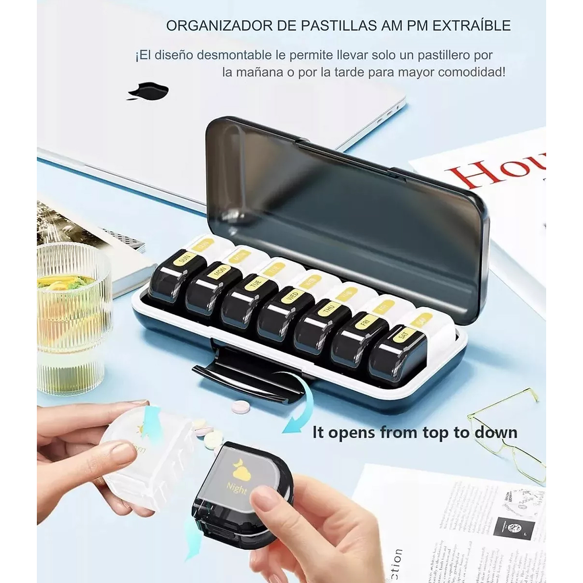 Organizador De Pastillas Portátil, Pastillero Semanal Am/pm 3