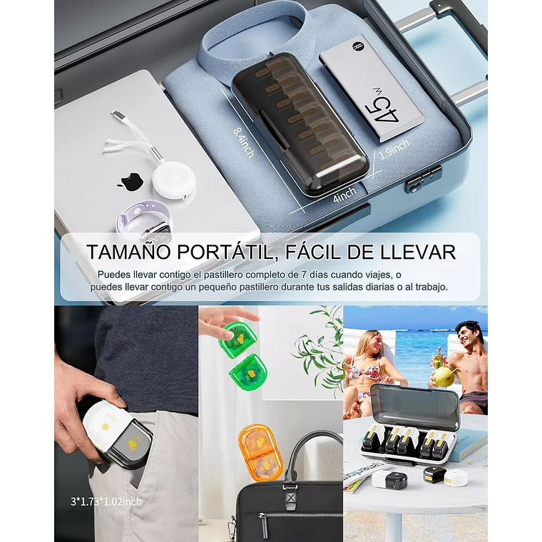 Organizador De Pastillas Portátil, Pastillero Semanal Am/pm 5