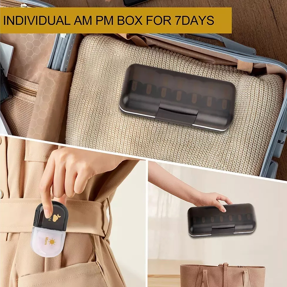 Organizador De Pastillas Portátil, Pastillero Semanal Am/pm 6